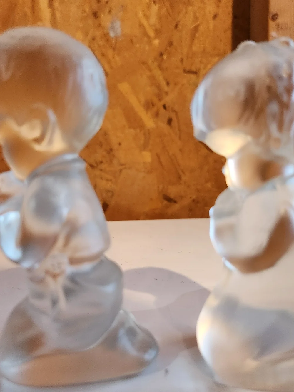 Fenton Frosted Clear Glass Praying Children Figurines